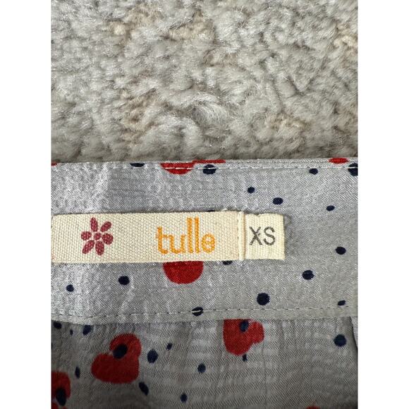 Tulle Sz XS Silver Metallic Floral Poppy Print Mini Skirt Preppy - Picture 5 of 9